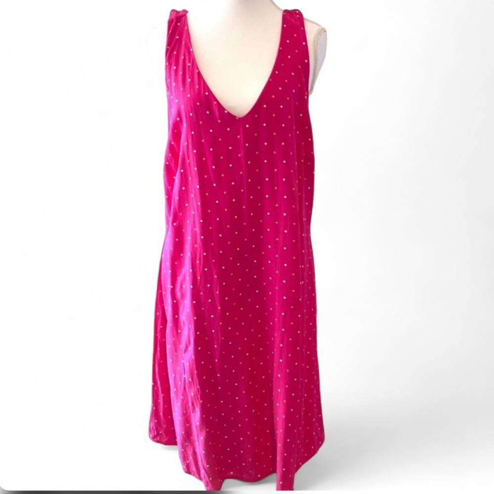 LOFT Vibrant Pink Dress‎ with Polka Dots